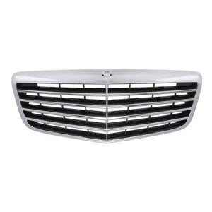 Fits Mercedes E-Class W211 Saloon 2005-2008 Front Main Centre Grille Silver Chrome
