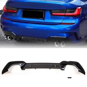 Fits BMW 3 Series G20 G21 2019-2022 Rear Diffuser Quad Exhaust Gloss Black & Carbon Look