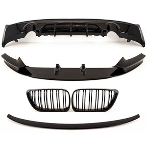 Fits BMW 2 Series F22 2014-2021 Aero Body Kit Front Splitter Rear Diffuser Dual Exhaust Kidney Grilles Boot Spoiler Gloss Black
