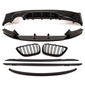 Fits BMW 2 Series F22 2014-2021 Aero Body Kit Front Splitter Rear Diffuser Twin Exhaust Kidney Grilles Boot Spoiler Side Skirts Gloss Black