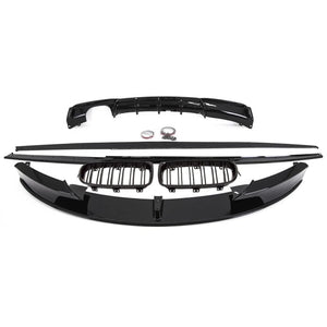 Fits BMW 3 Series F30 F31 Aero Kit Front Splitter Diffuser Side Skirts Gloss Black