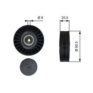 Gates Auxiliary Drive Belt Idler Pulley Deflection Guide DriveAlign T36005