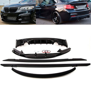 Fits BMW 2 Series F22 2014-2021 Aero Bodykit Front Splitter Rear Diffuser Side Skirts Boot Spoiler Gloss Black