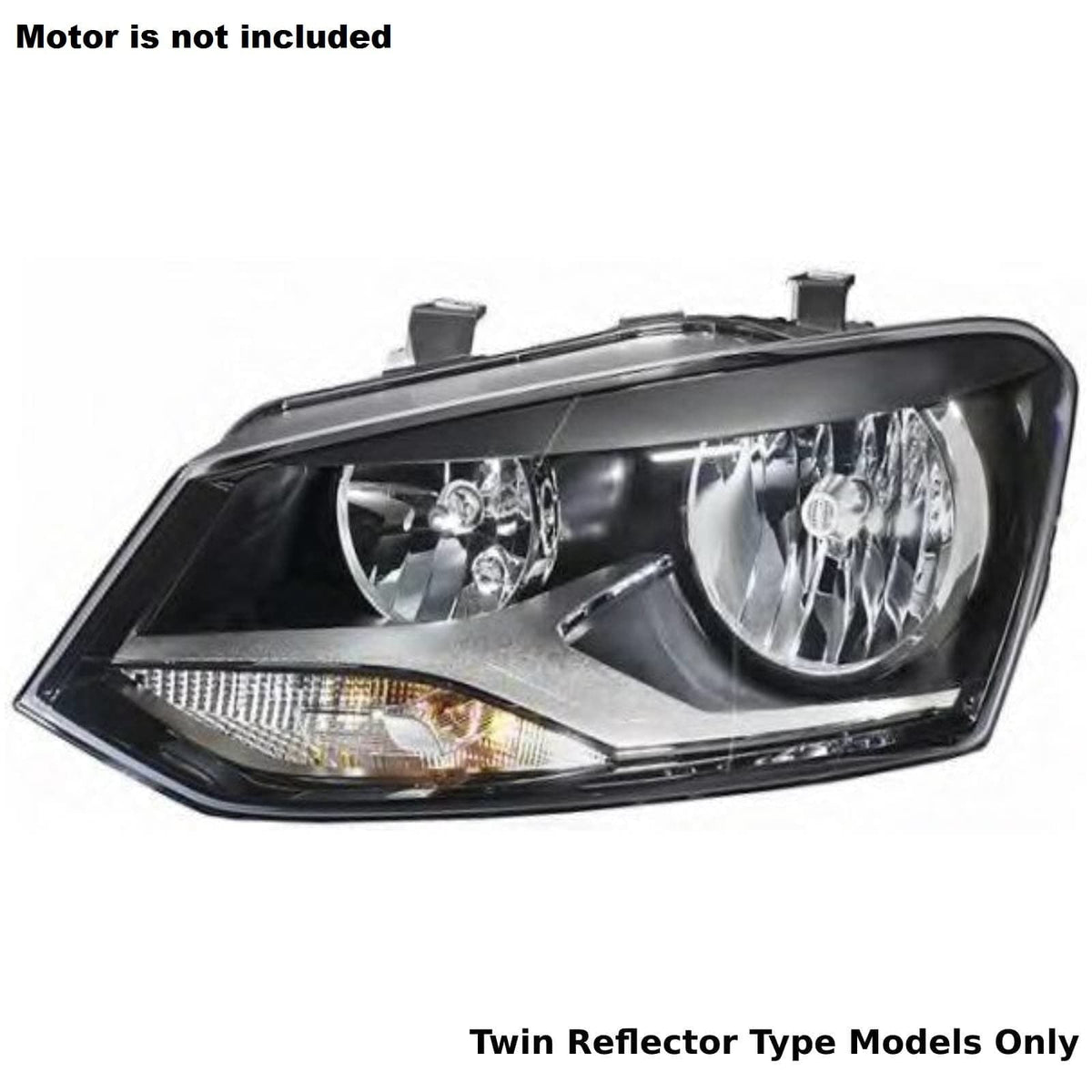 VW Polo 2009 2014 Headlight Headlamp Black Chrome Twin Reflector