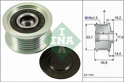INA Overrunning Alternator Pulley 535027010