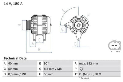 Alternator Bosch 0986045340 - tradevehicleparts.co.uk