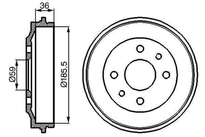 Brake Drums Pair Rear Bosch 0986477055 - tradevehicleparts.co.uk