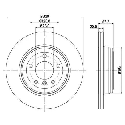 Don Brake Disc Vented Rear PCD10552 320mm
