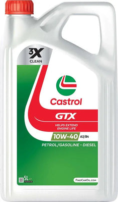 Castrol GTX 10W-40 A3/B4 Part Synthetic Engine Oil 5L - tradevehicleparts.co.uk