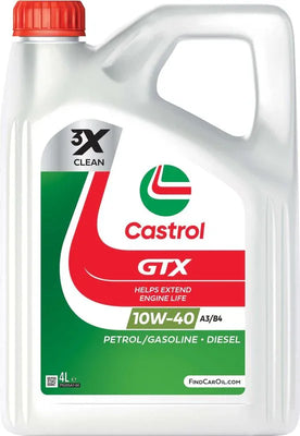 Castrol GTX 10W-40 A3/B4 Part Synthetic Engine Oil 4L - tradevehicleparts.co.uk