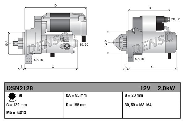 Denso Starter Motor DSN2128 - image 3