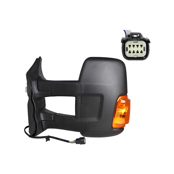 Fits Transit 13-23 Ns Mirror Long Lwb Manual Inc Amber Indicator Cover & Glass Black - image 2