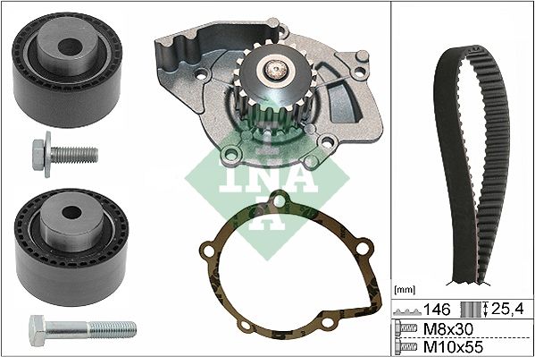 INA Timing Belt Kit & Water Pump 530044631 - image 2