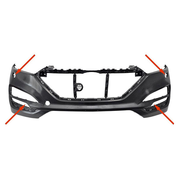 Fits Tucson 2015-2020 Front Bumper Non Primed & Lamp Wash Holes & Cuting Marks - image 2