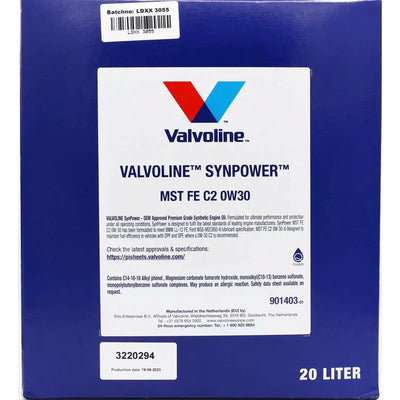 Valvoline Synpower FE 0W-30 Engine Oil Synthetic 20L - tradevehicleparts.co.uk