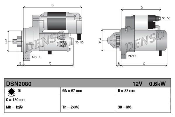 Denso Starter Motor DSN2080 - image 3