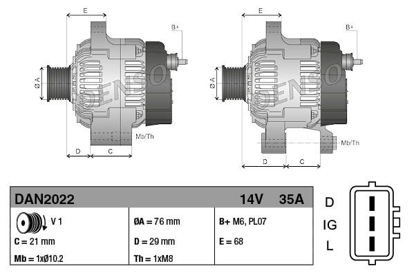 Denso Alternator DAN2022 - image 3