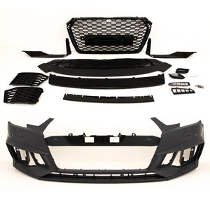 Fits Audi A4 B9 Facelift 2015-18 Front Bumper Bodykit Honeycomb Grilles Spoilers