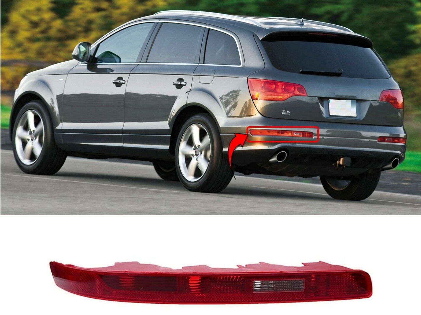 Fits Audi Q7 2007-2015 Rear Bumper Reflector Passenger Side