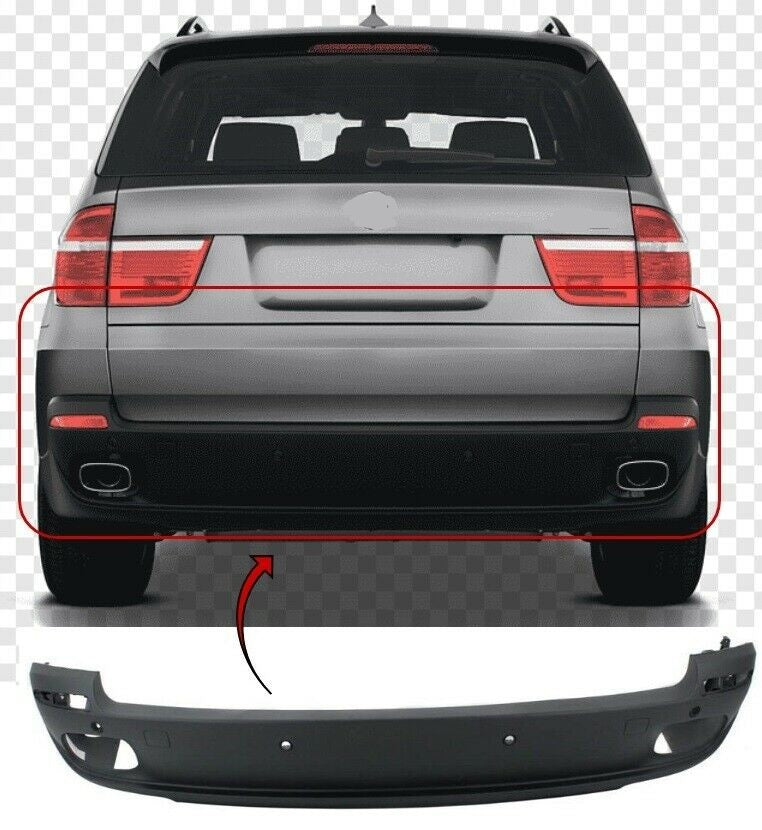 Fits BMW X5 E70 2007-2010 Rear Bumper Primed With Parking Sensor Hole Not M & M Sport Models