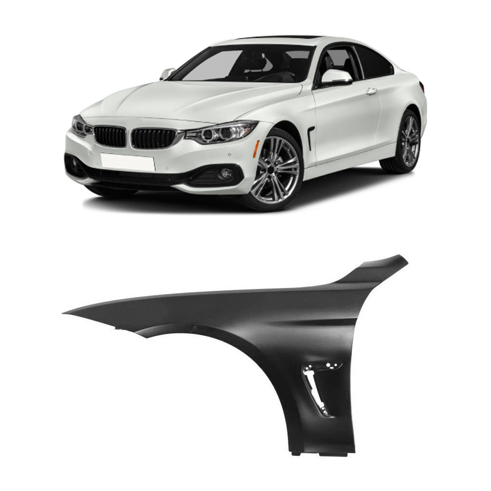 Fits BMW 4 Series F32 Coupe 2013-2017 Front Wing Primed With Moulding Holes Passenger Side