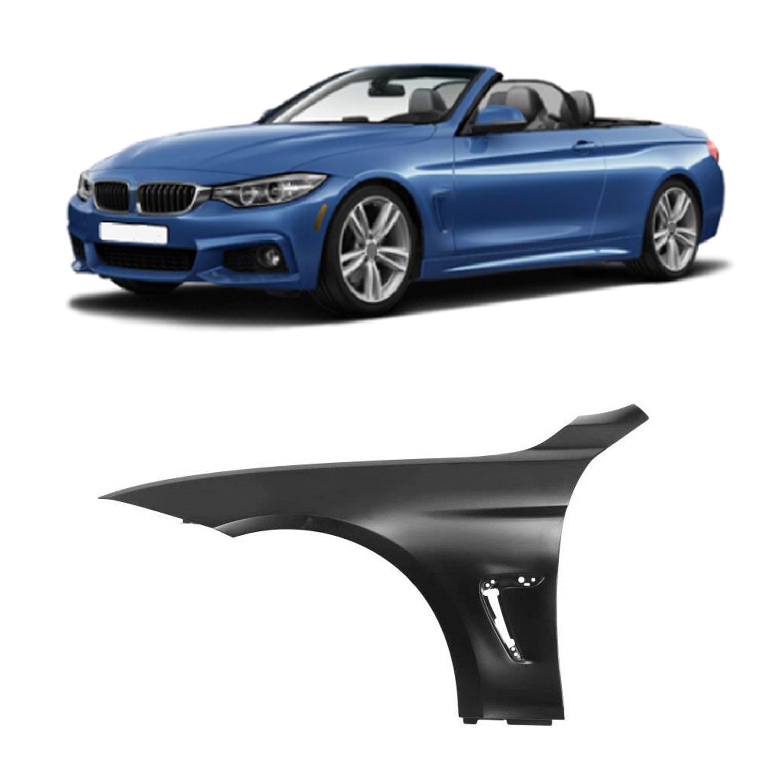 Fits BMW 4 Series F33 Cabrio 2014-2017 Front Wing Primed With Moulding Holes Passenger Side