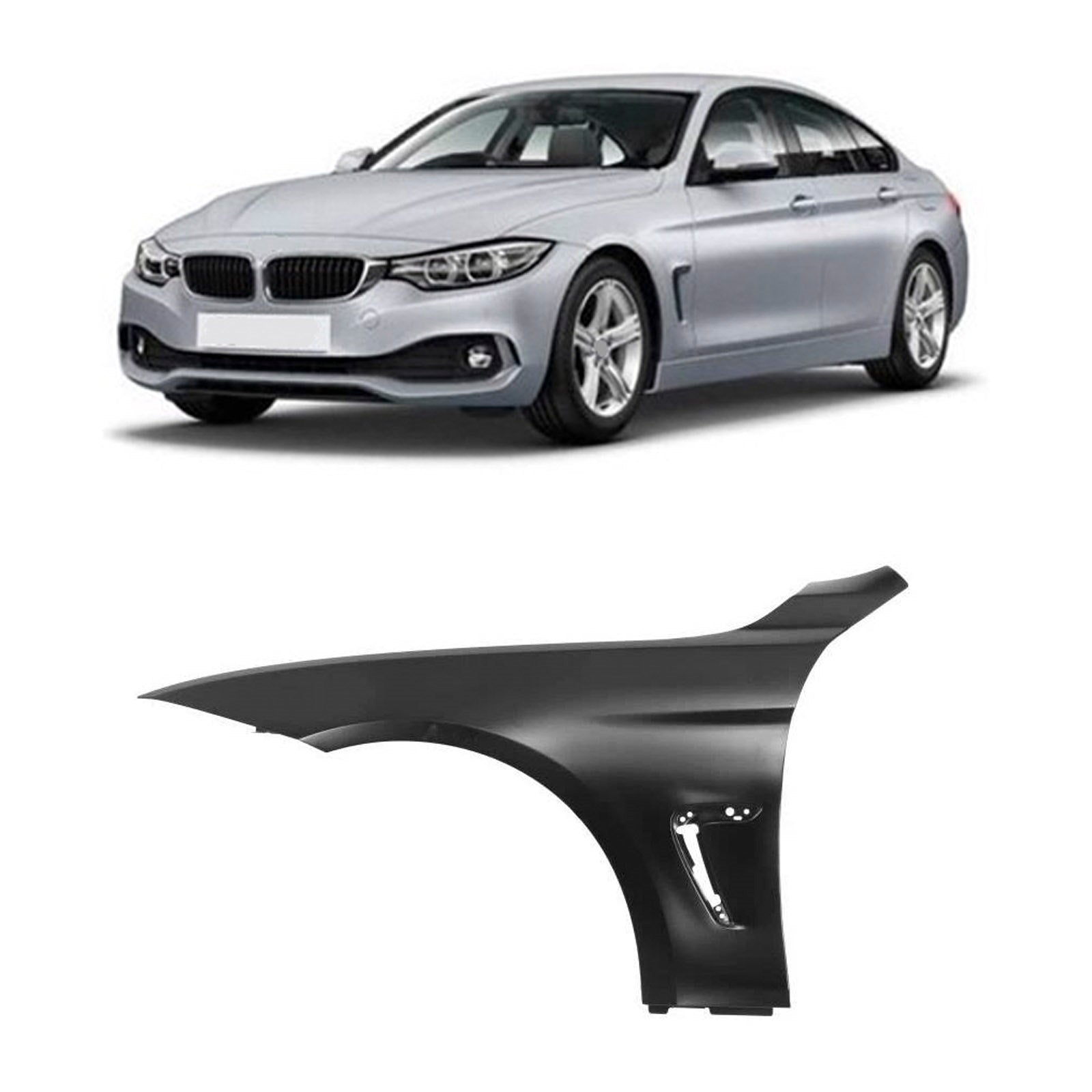 Fits BMW 4 Series F36 Gran Coupe 2013-2017 Front Wing Primed With Moulding Holes Left Side