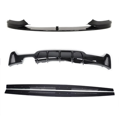 Fits BMW 4 Series F32 F33 F36 M Performance Style Body Kit Front Lip Side Skirt Diffuser Gloss Black - tradevehicleparts.co.uk