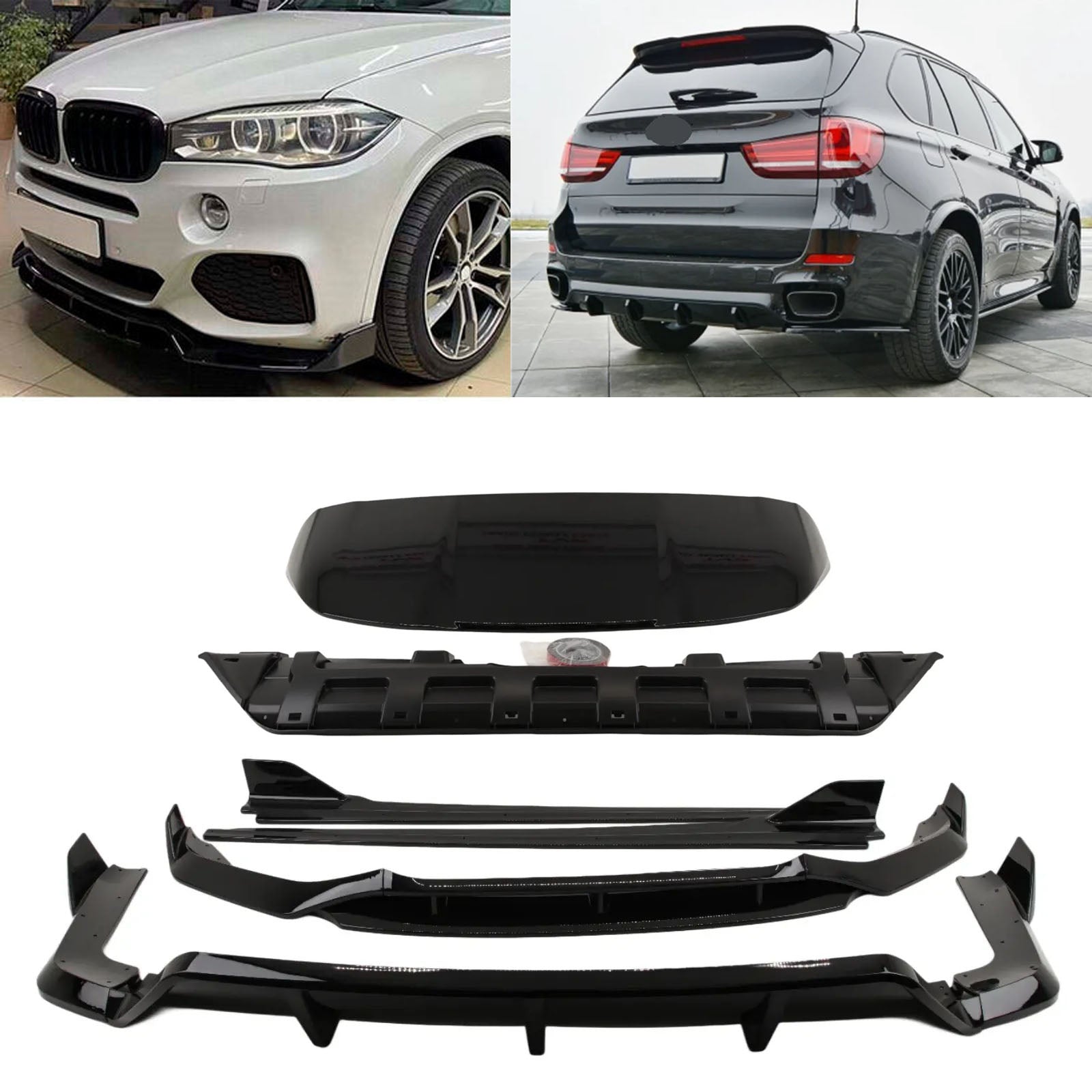 Fits BMW X5 F15 2013-2018 Aero Body Kit Front Splitter Rear Diffuser Side Skirts Spoiler Black Knight Style