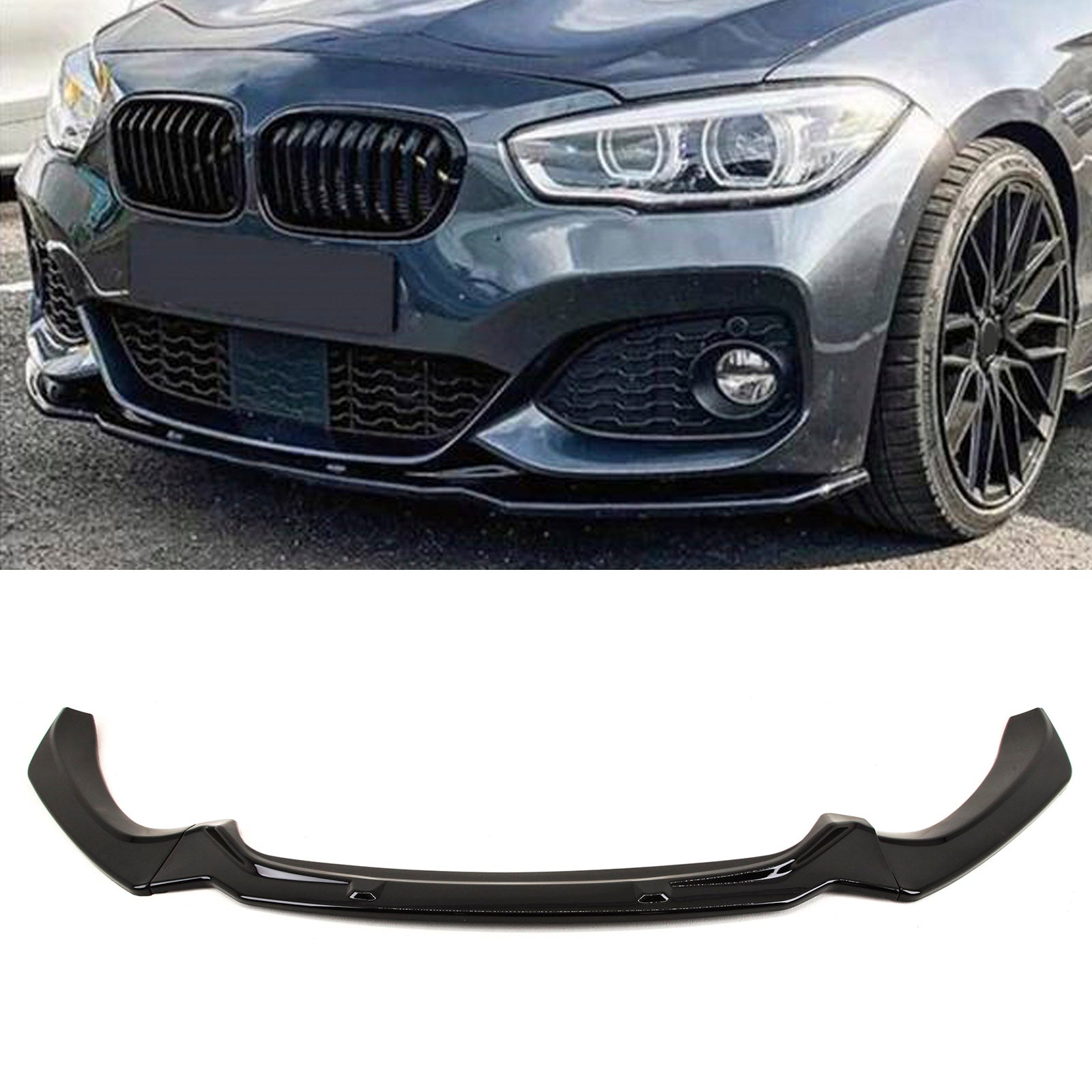 For BMW 1 Series F20 F21 LCI Front Lip Splitter Spoiler M Performance Look Gloss Black
