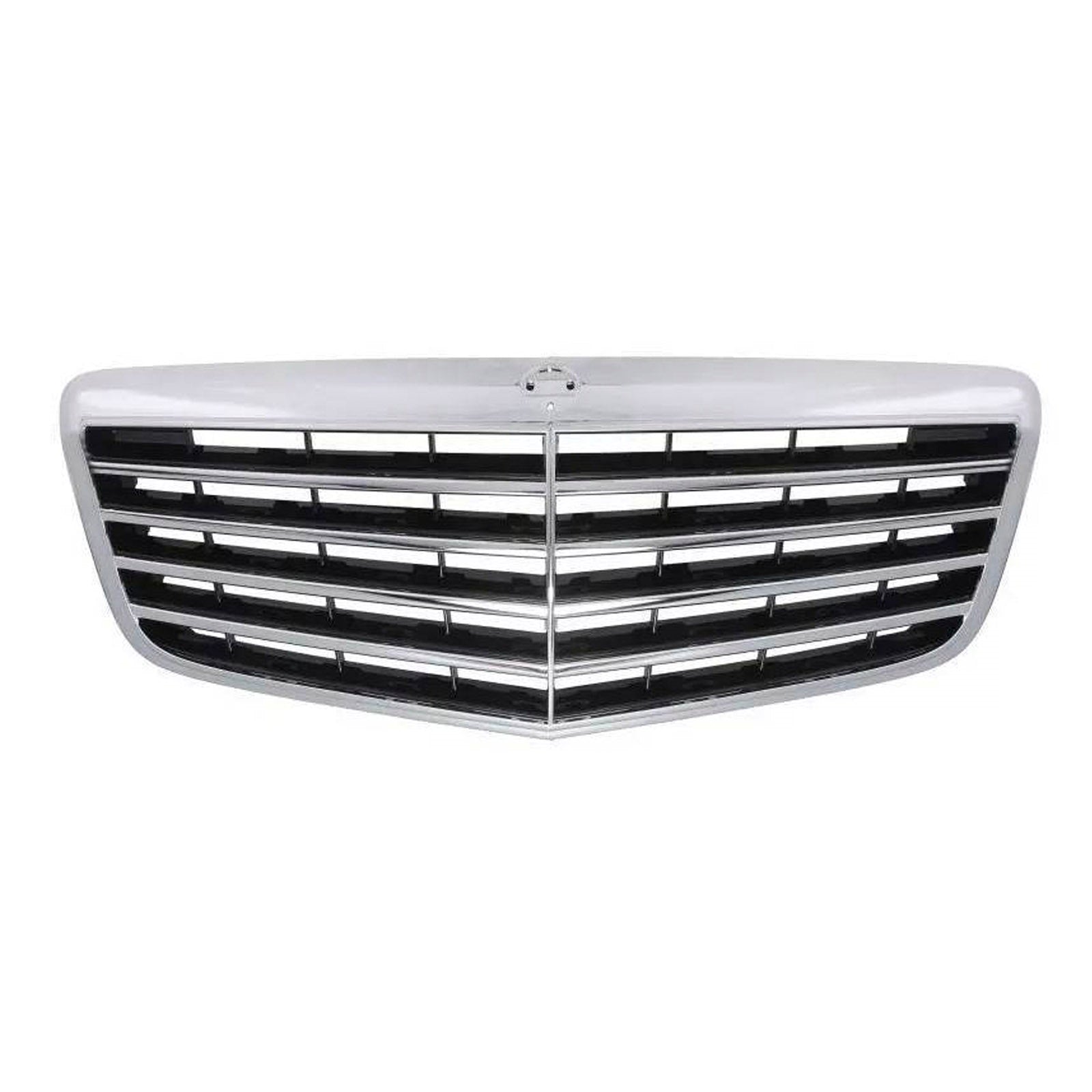 Fits Mercedes E-Class W211 Saloon 2005-2008 Front Main Centre Grille Silver Chrome