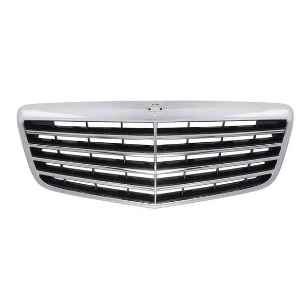 Fits Mercedes E-Class W211 Saloon 2005-2008 Front Main Centre Grille Silver Chrome