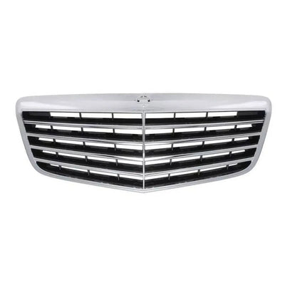 Fits Mercedes E-Class S211 Estate 2005-2008 Front Main Centre Grille Chrome Silver - tradevehicleparts.co.uk