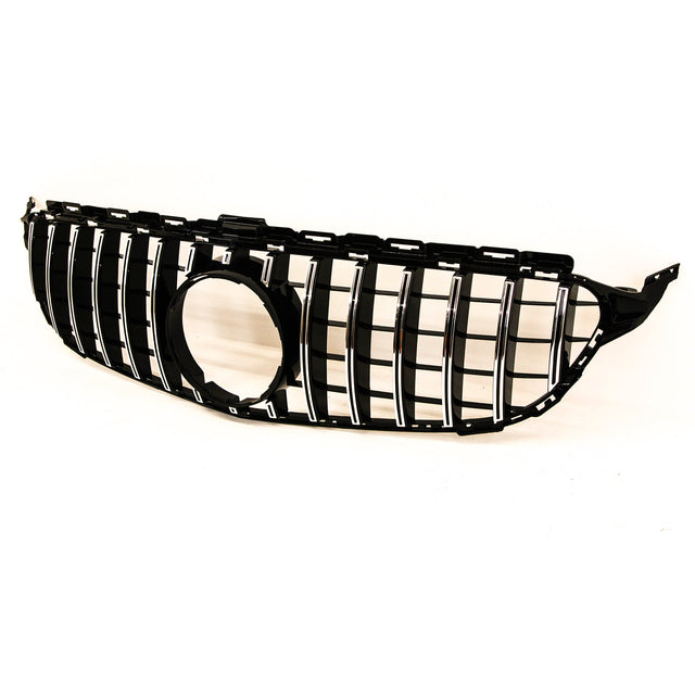 Fits Mercedes C Class W205 2014-2018 Front Bumper Grille Gloss Black With Chrome Slats - image 3