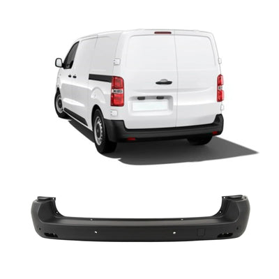 For Citroen Dispatch SWB 2016-2023 Rear Bumper Black With PDC & With Tow Eye Cover - tradevehicleparts.co.uk