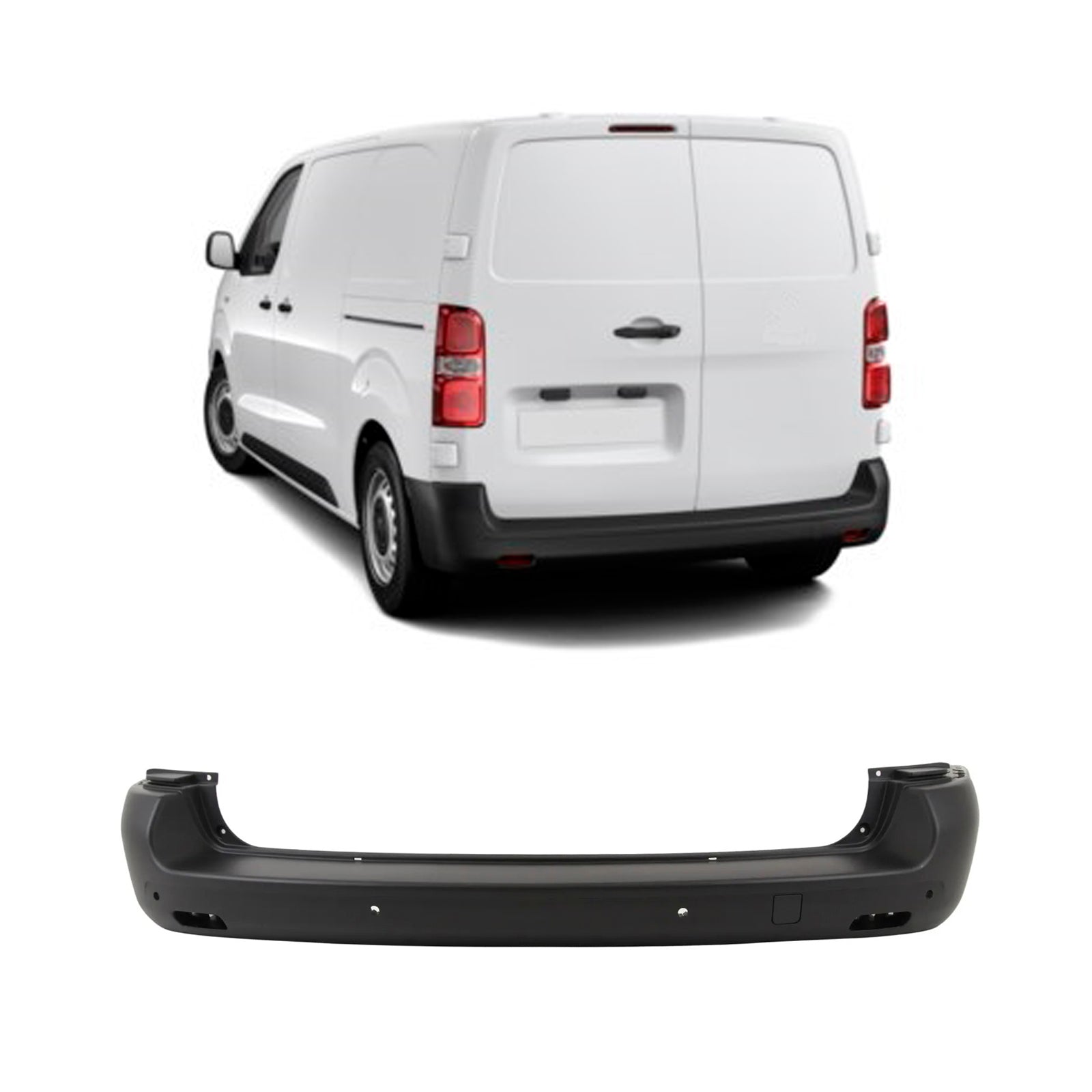 For Peugeot Expert SWB 2016-03/2024 Rear Bumper Black With PDC & With Tow Eye Cover