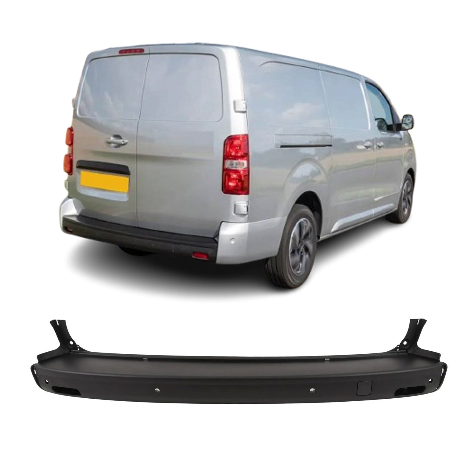 For Citroen Dispatch Spacetourer 2016-2023 Rear Bumper LWB With 4 PDC Holes & Tow Eye Cover
