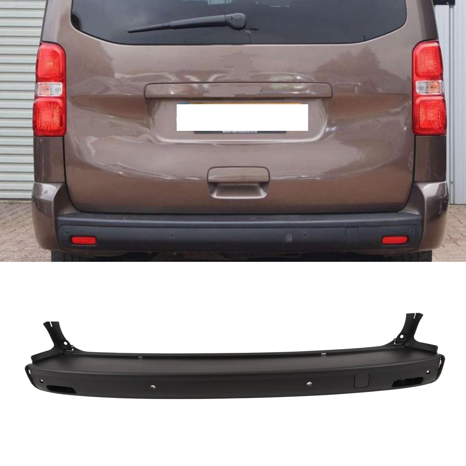 For Peugeot Expert Traveller 2016- Rear Bumper LWB With PDC Holes Black New