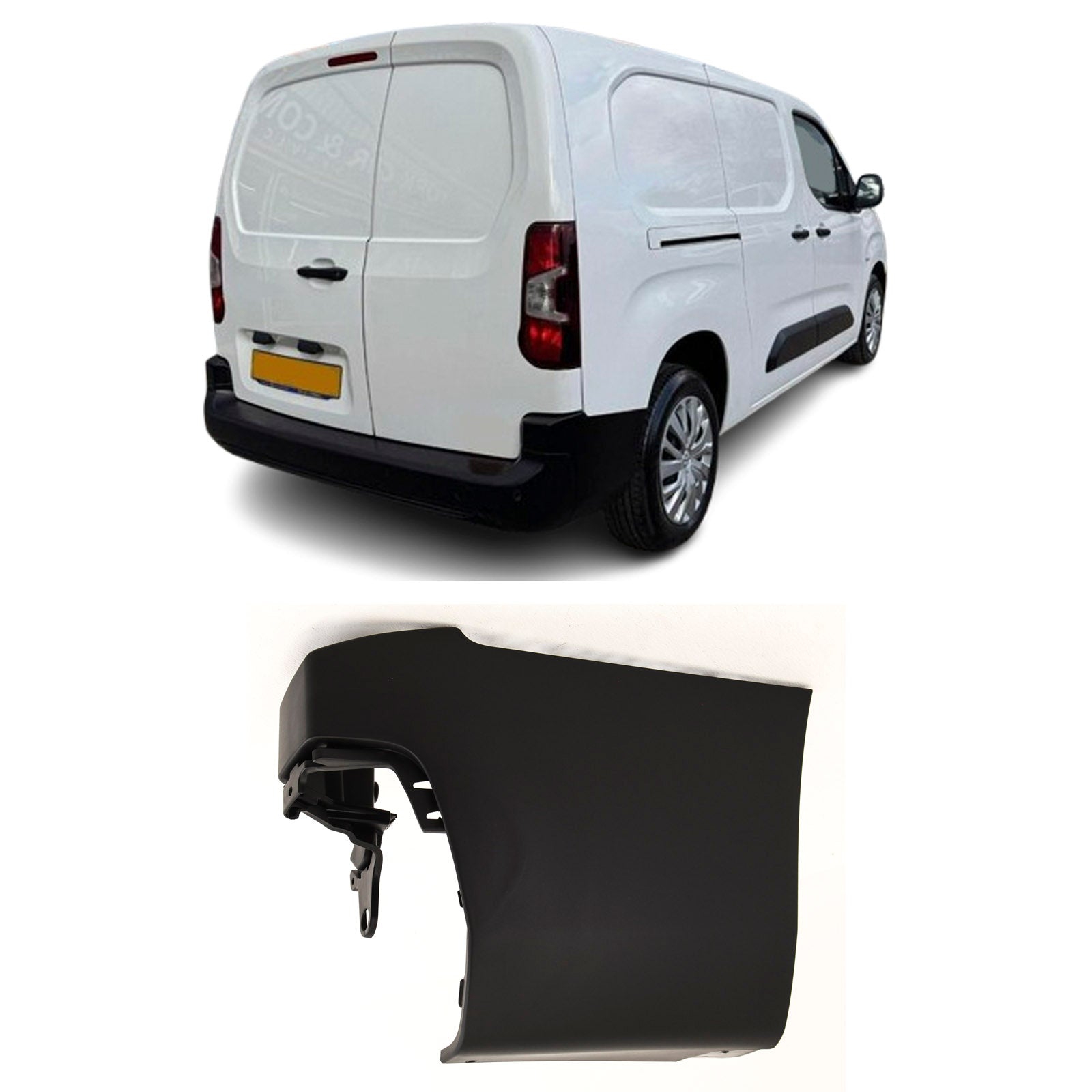 Vauxhall Combo 2018- Rear Bumper Corner Twin Door Long Wheel Base Black Driver Side