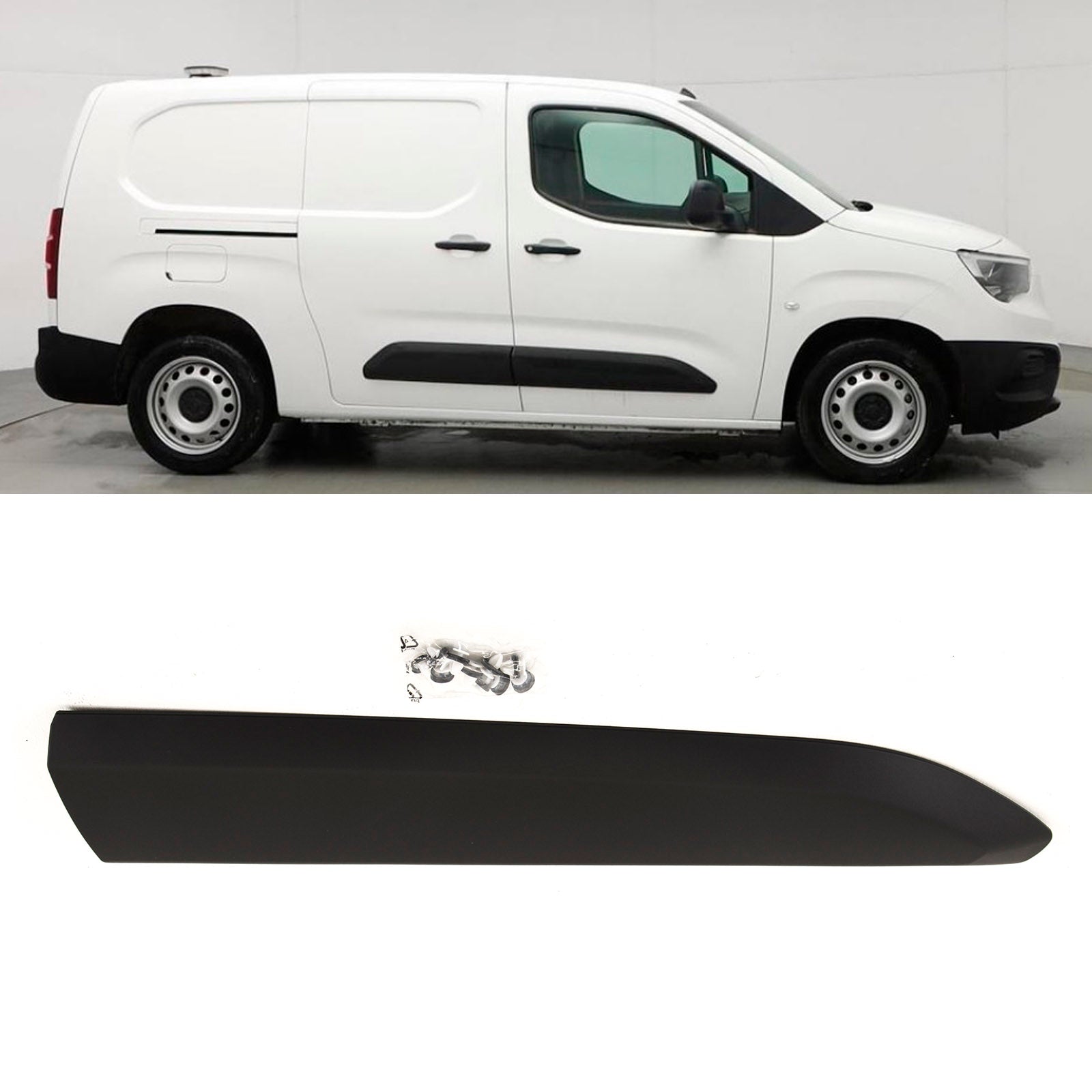 Berlingo Partner Doblo Proace Combo 2018- Front Door Moulding W/ Clips O/S Black