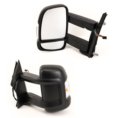 For Citroen Relay Fiat Ducato Peugeot Boxer 2006-2024 Door Wing Mirror Electric Heated With Indicator Long Arm Black Left Side