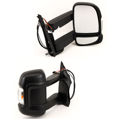 For Citroen Relay Fiat Ducato Peugeot Boxer 2006-2024 Door Wing Mirror Electric Heated With Indicator & Temperature Sensor Long Arm Black Right Side