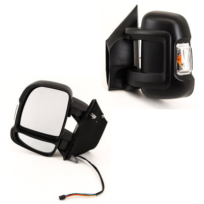 For Citroen Relay Fiat Ducato Peugeot Boxer 2006-2024 Door Wing Mirror Electric Heated With Indicator Short Arm Black Left Side