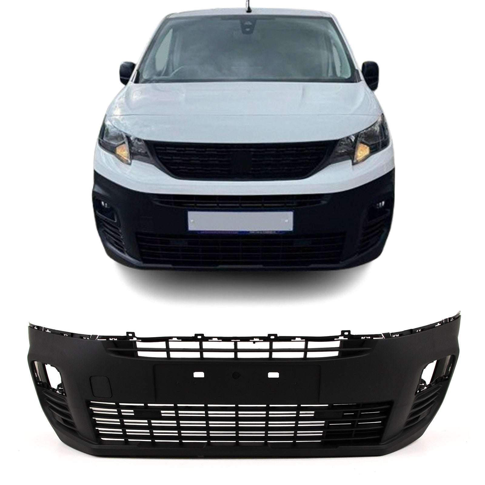 For Berlingo Partner Doblo 2018- Front Bumper W/O PDC With Tow Eye Cover Black
