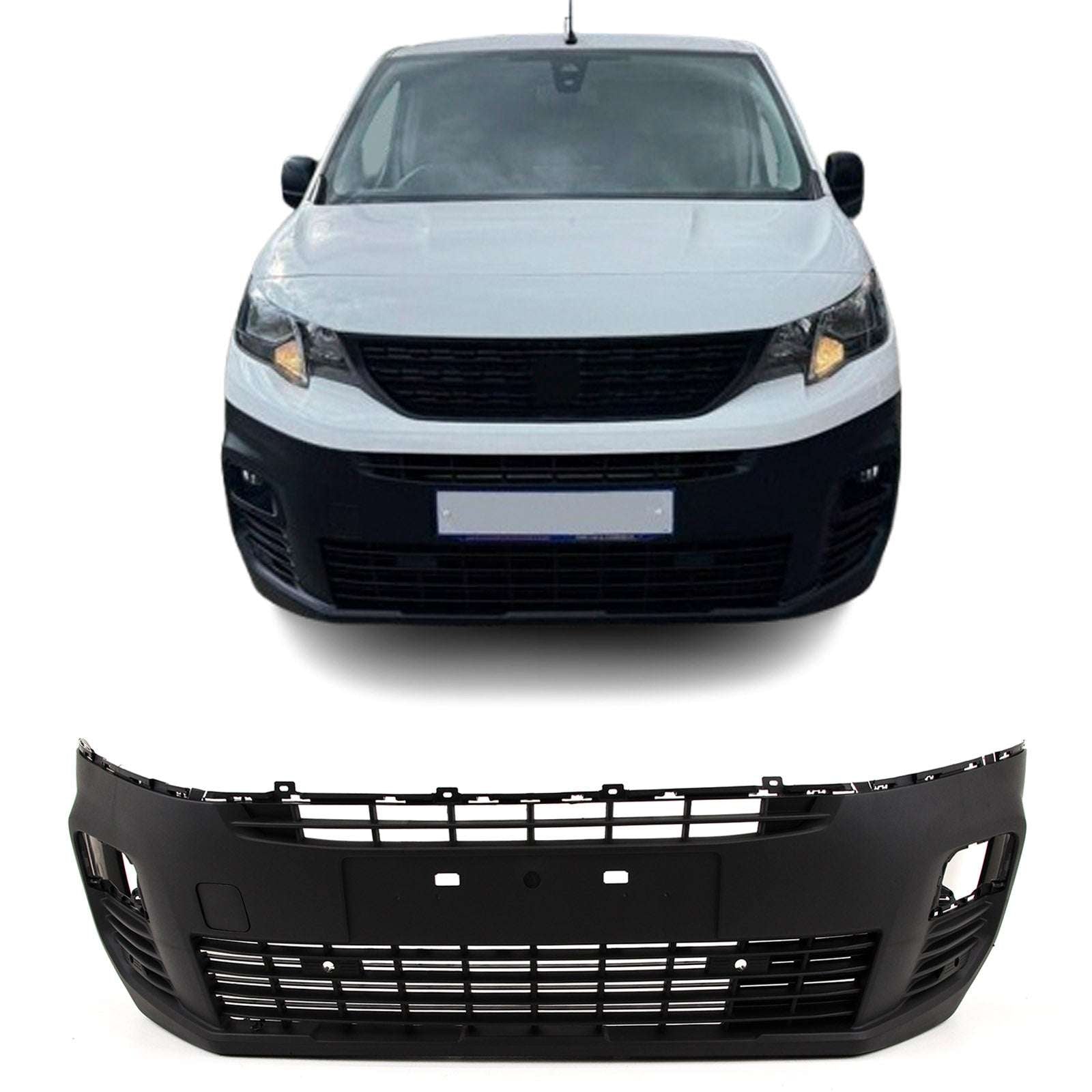 For Berlingo Partner Doblo 2018- Front Bumper With PDC & Tow Eye Cover Black