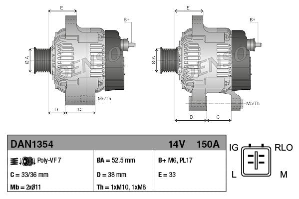 Denso Alternator DAN1354 - image 2