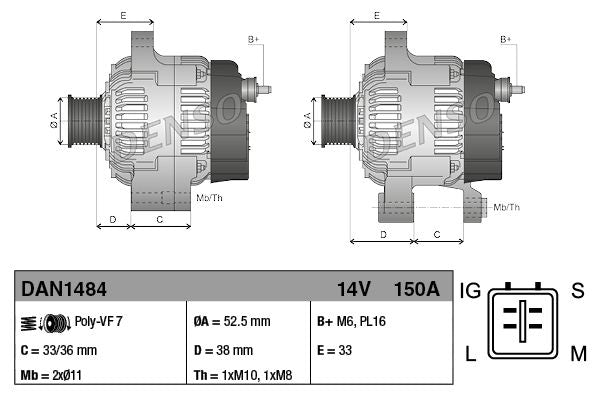 Denso Alternator DAN1484 - image 2