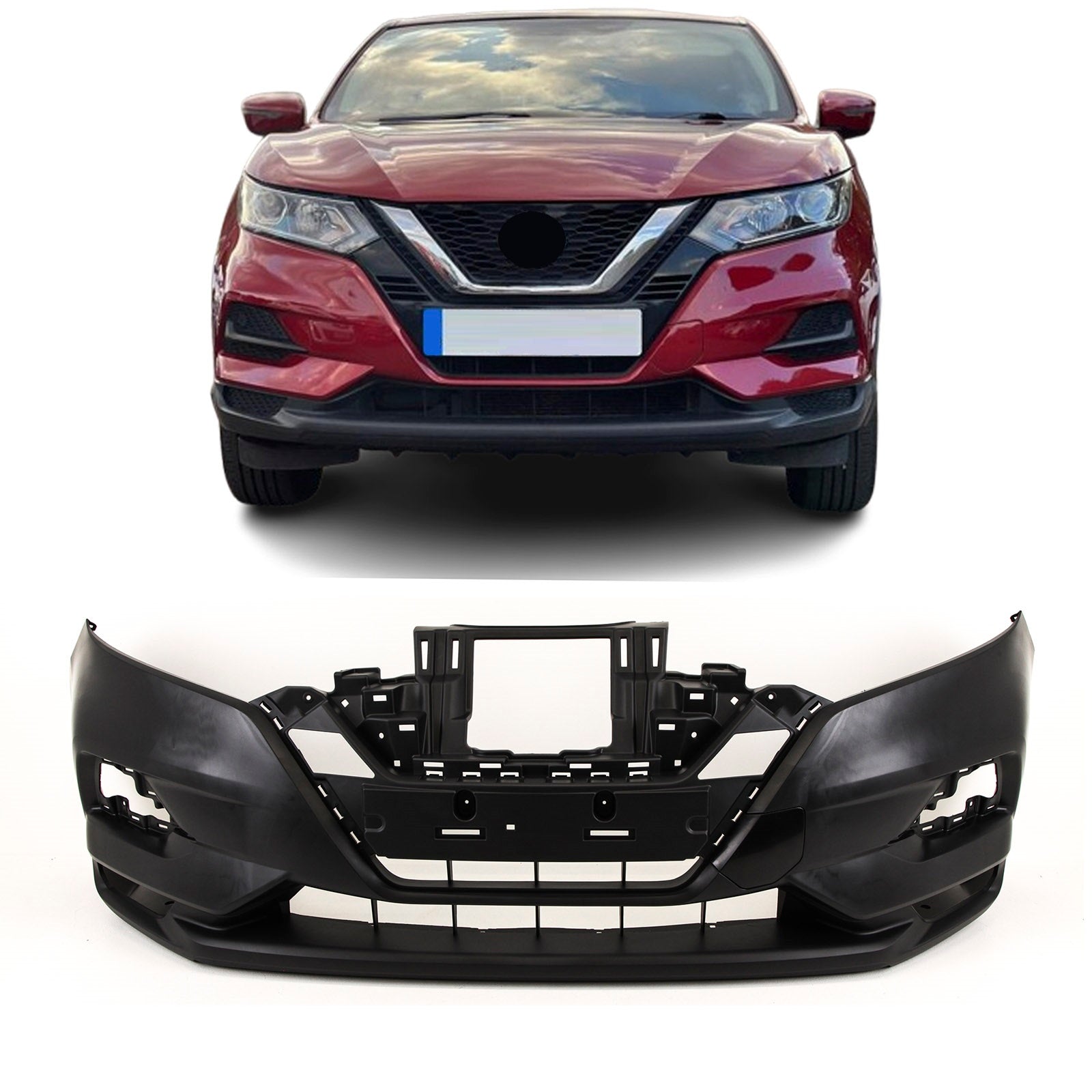Nissan Qashqai 2017-2021 Front Bumper Without PDC & Washer Holes Primed