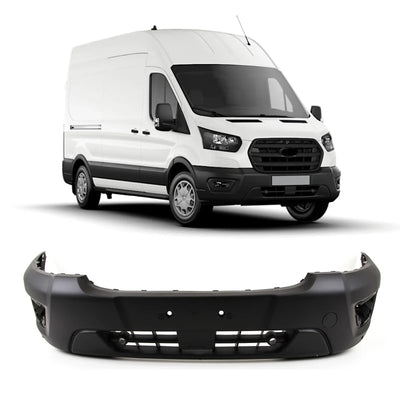 For Ford Transit MK8 2019- Front Bumper With PDC & With Tow Eye Cover Black - tradevehicleparts.co.uk