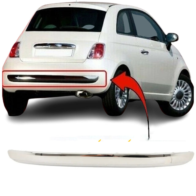 Fits Fiat 500 2007-2014 Rear Bumper Moulding All Chrome Without Black Trim - image 2